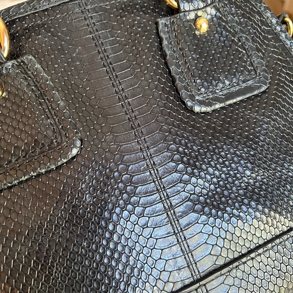 Talbots Genuine Leather Satchel, Snake embossed, Gold Hardware - Picture 5 of 6